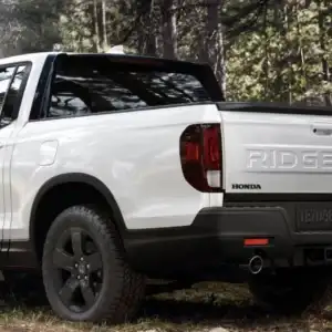2026 Honda Ridgeline Platinum White Pearl Rear View