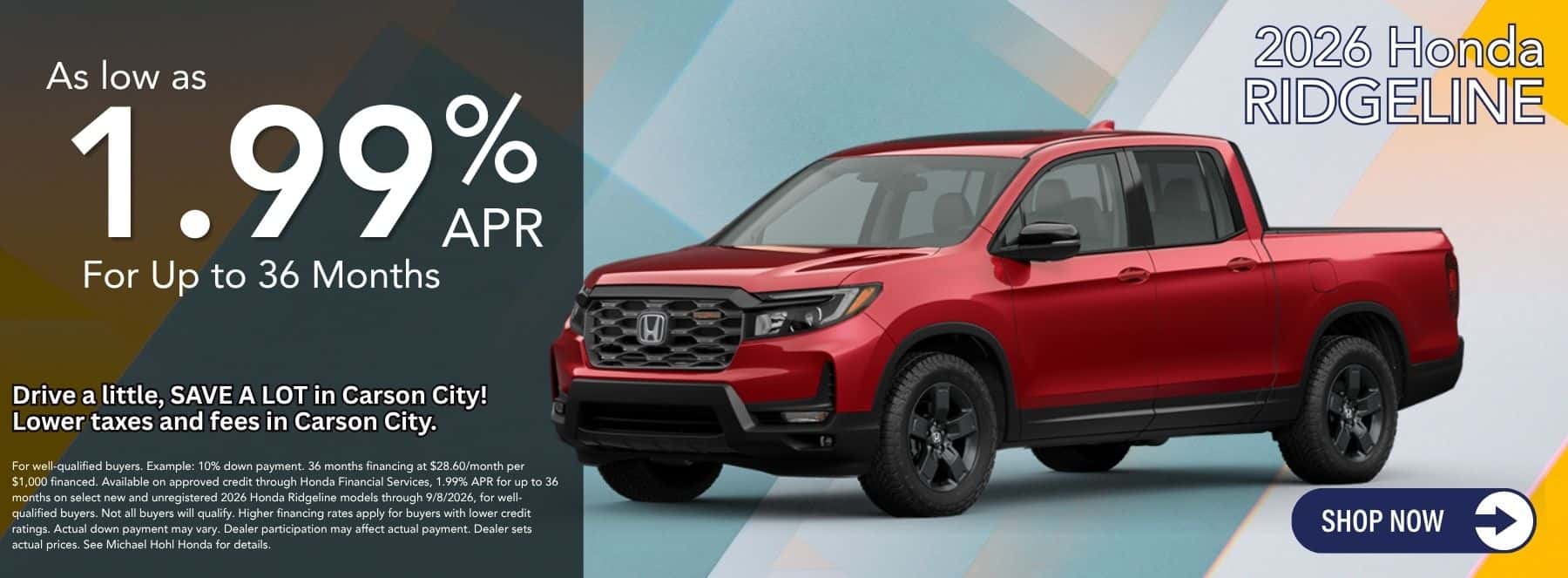 August Ridgeline APR Offer Deal