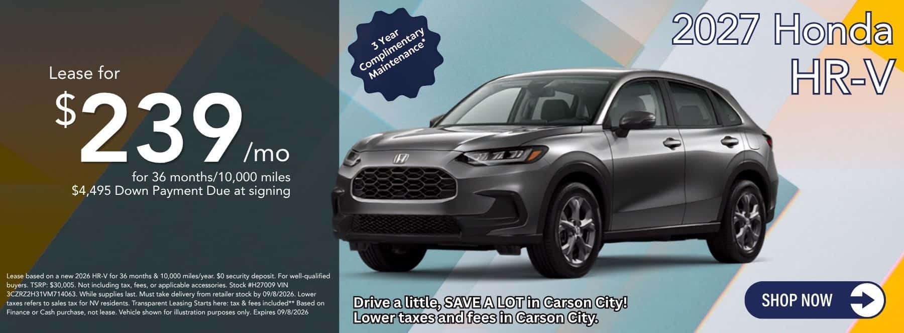 August HR-V Lease Offer Deal