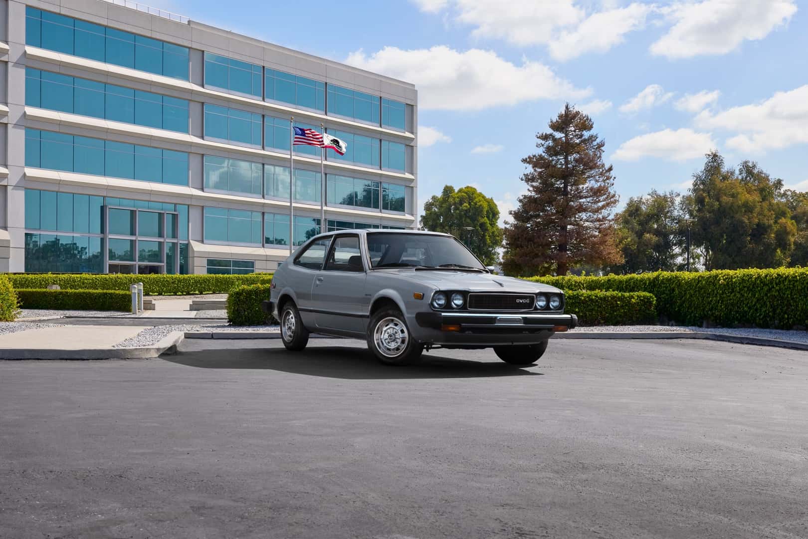 The First Generation Honda Accord, Parked Outside A Pristine Office Building