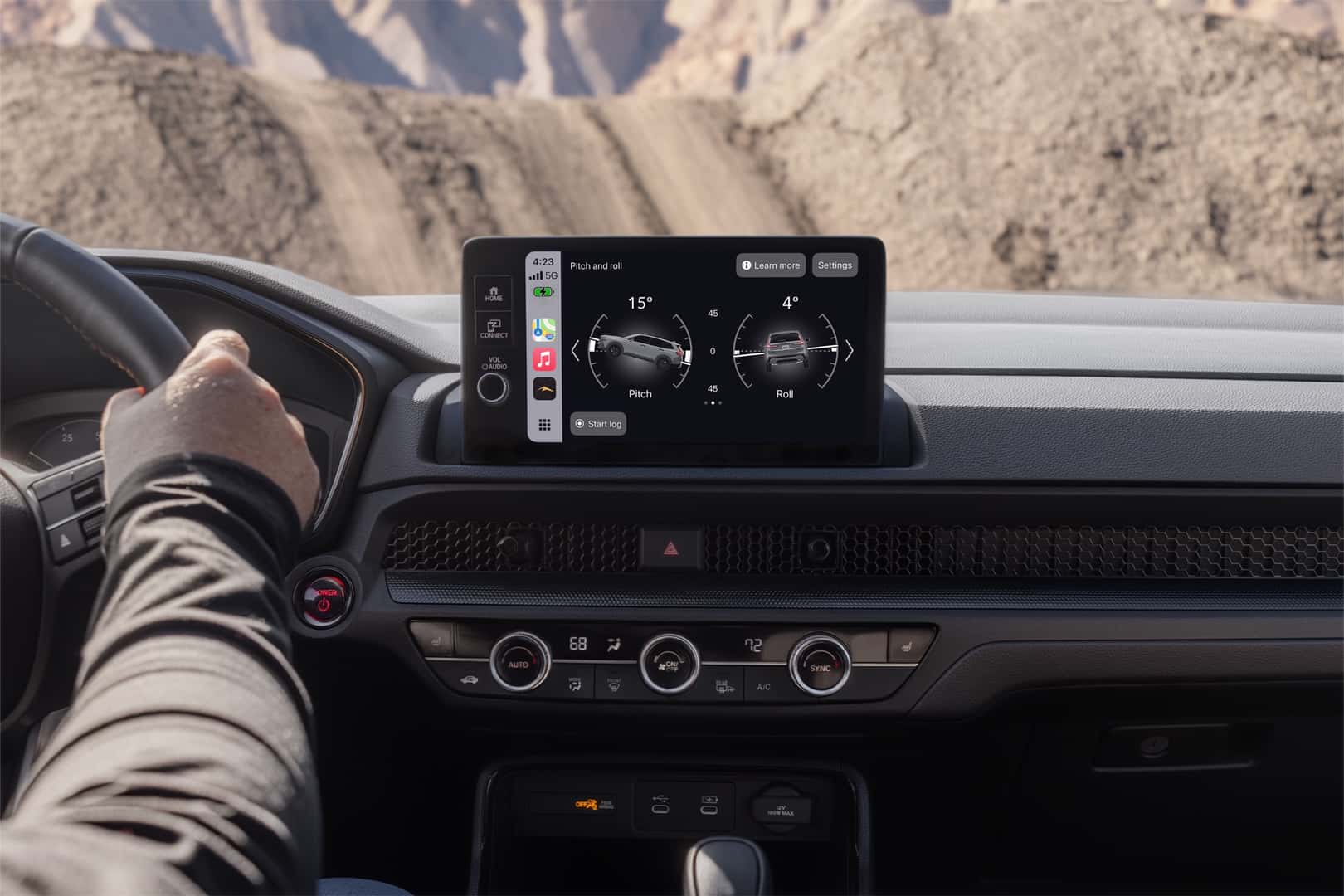 The Pitch And Roll Specs On The Infotainment Screen Of The Amazing And Reliable Honda CRV