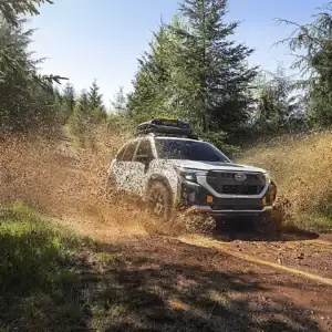 2026 Subaru Forester in Motion through Mud