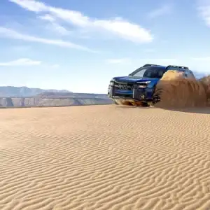 2026 Subaru Outback Wilderness Geyser Blue desert scene