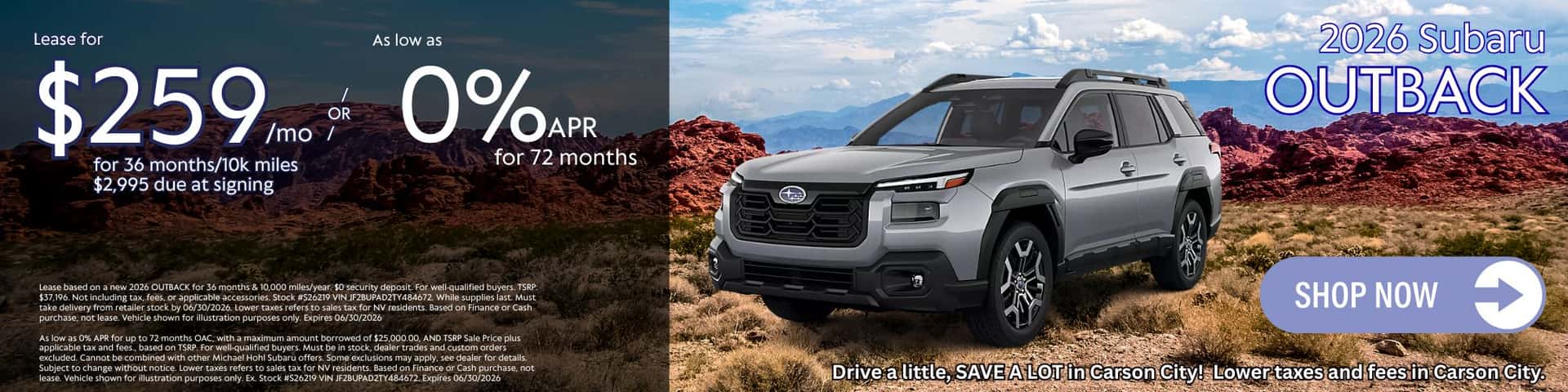 June Outback Financing Deal and Lease Offer