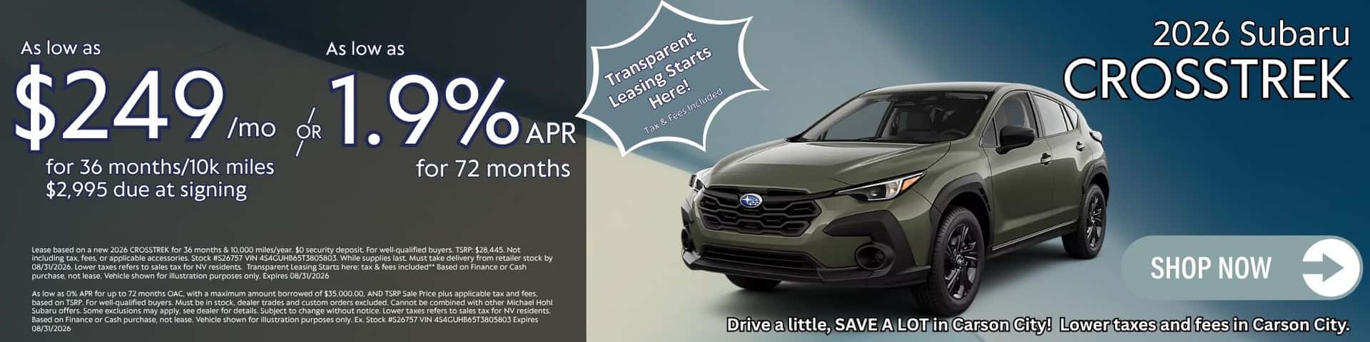 August Crosstrek Offers
