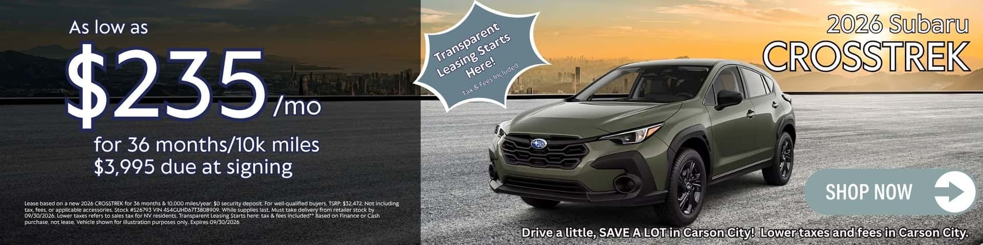 September Crosstrek Lease Offer