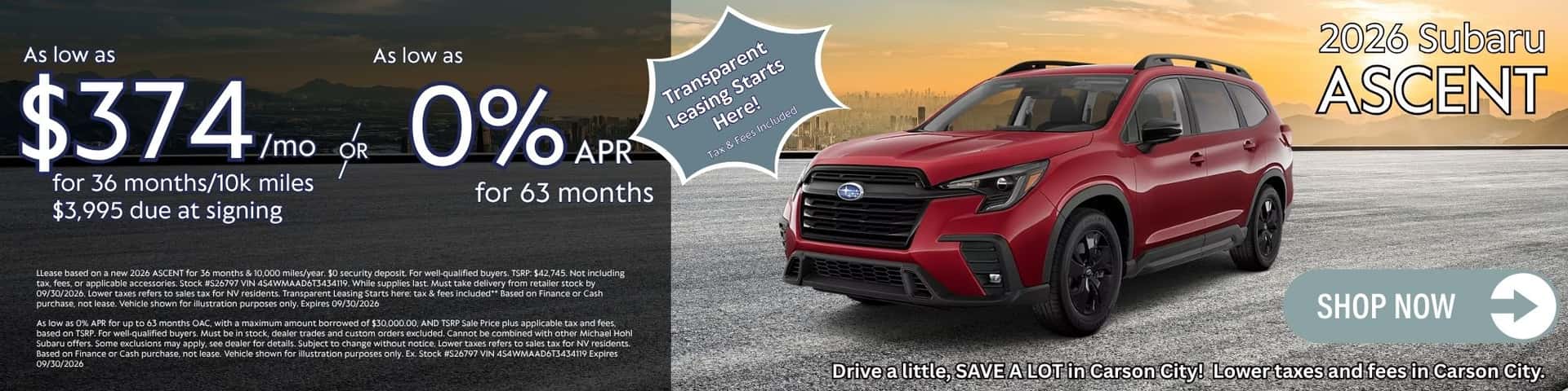 September Ascent Lease and Purchase Offer