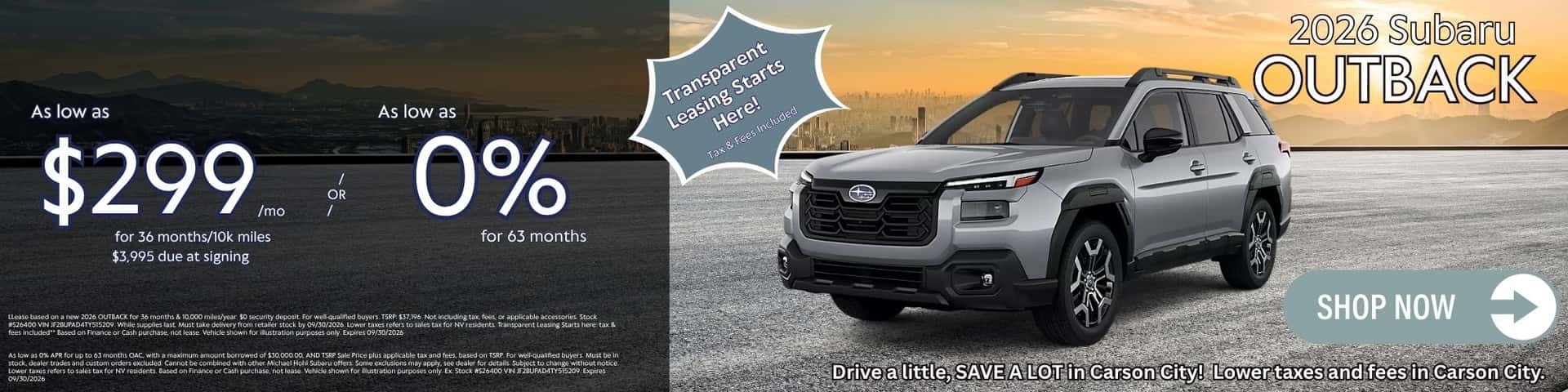 September Outback Lease and APR Offer