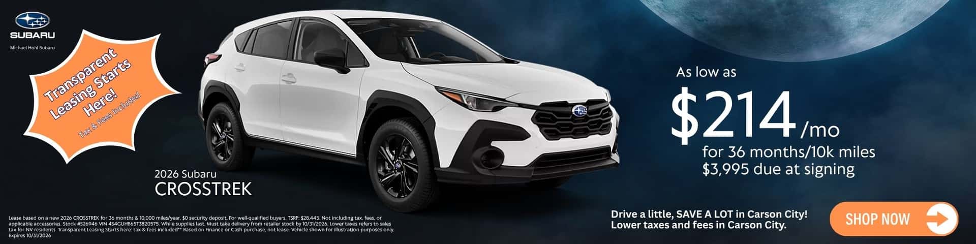 October Crosstrek Lease Offer