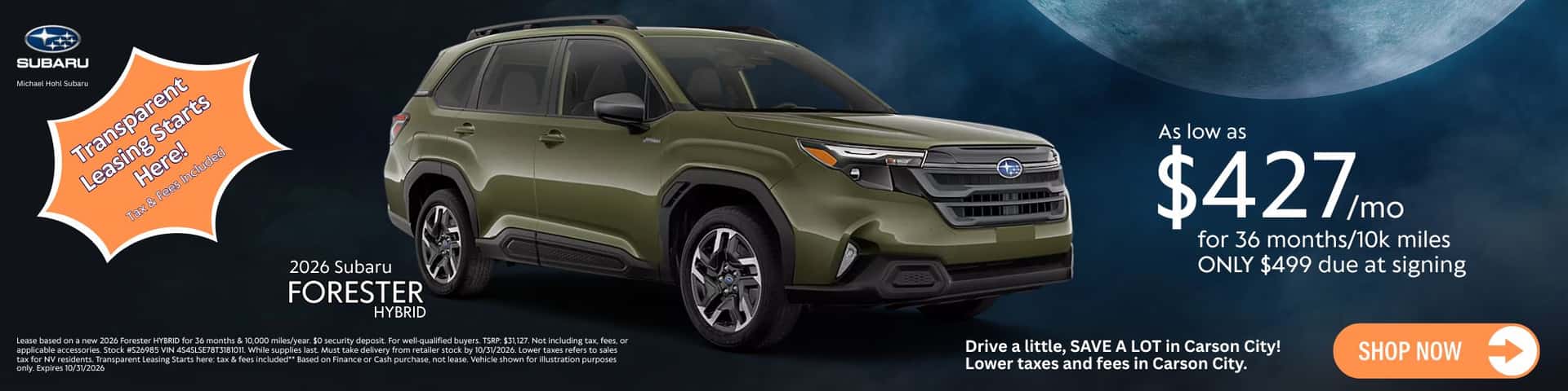 October Forester Hybrid Lease Offer Deal