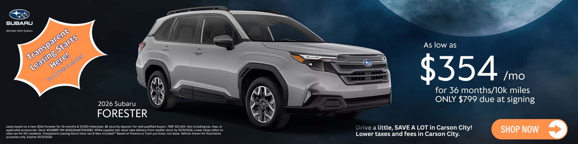 October Forester Lease Offer Deal