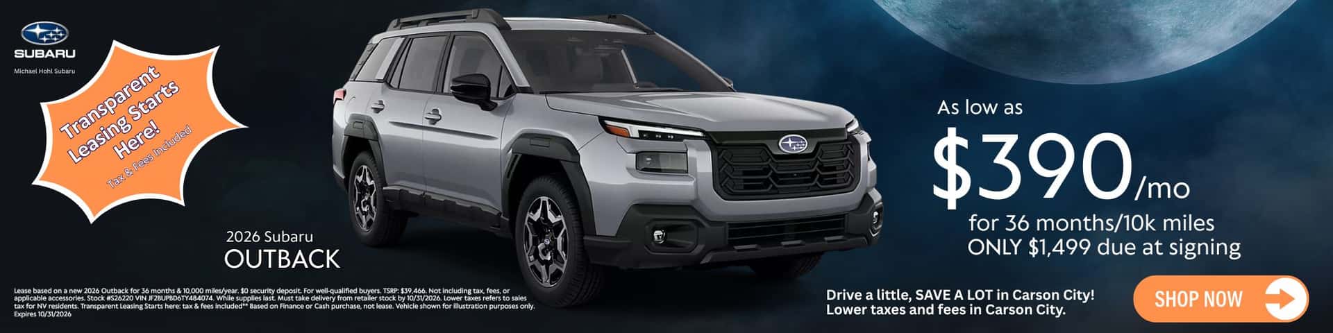 October Outback Lease Offer Deal