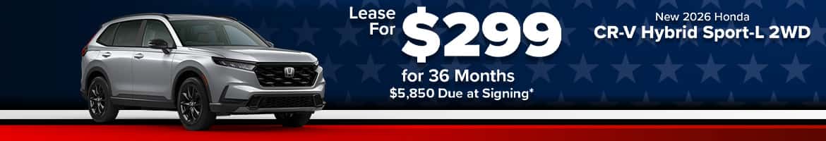 Lease a 2026 Honda CR‑V Hybrid Sport‑L 2WD for $299/mo in Columbia, SC