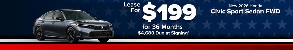 Lease a 2026 Honda Civic Sport Sedan for $199/mo in Columbia, SC