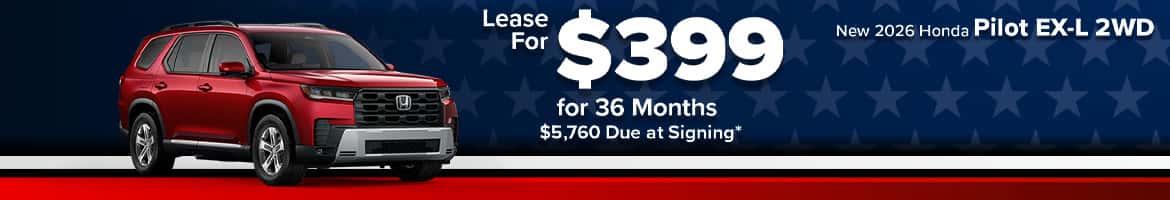 Lease a 2026 Honda Pilot EX‑L 2WD for $399/mo in Columbia, SC
