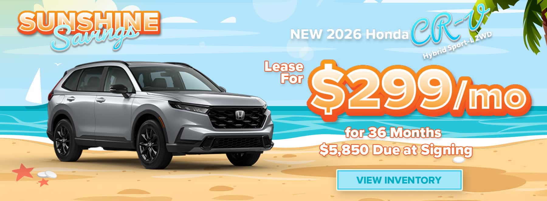Lease a 2026 Honda CR‑V Hybrid Sport‑L 2WD for $299/mo in Columbia, SC
