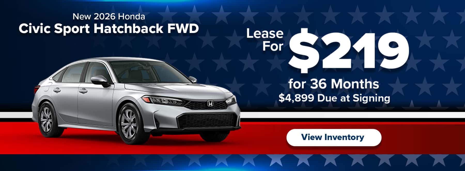 Lease a 2026 Honda Civic Sport Sedan FWD for $219/mo in Columbia, SC