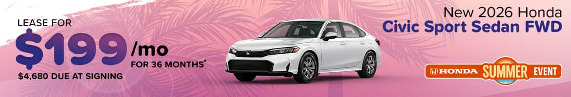 Lease a 2026 Honda Civic Sport Sedan for $199/mo in Columbia, SC