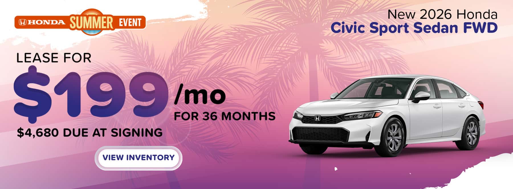 Lease a 2026 Honda Civic Sport Sedan for $199/mo in Columbia, SC