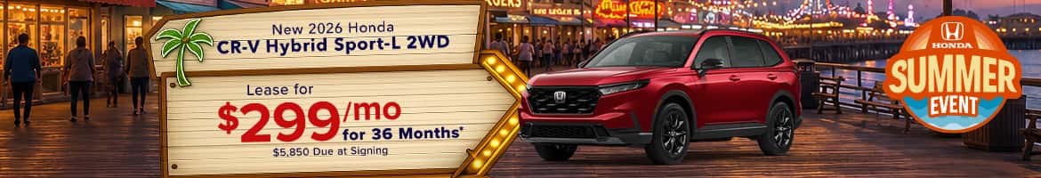 Lease a 2026 Honda CR‑V Hybrid Sport‑L 2WD for $299/mo in Columbia, SC