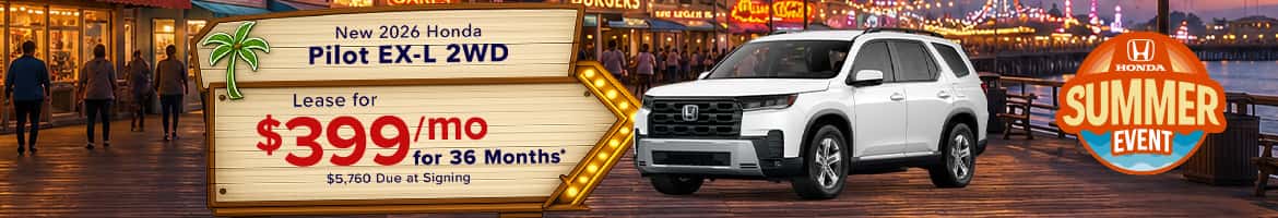 Lease a 2026 Honda Pilot EX‑L 2WD for $399/mo in Columbia, SC