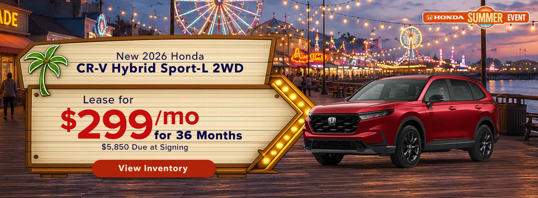 Lease a 2026 Honda CR‑V Hybrid Sport‑L 2WD for $299/mo in Columbia, SC