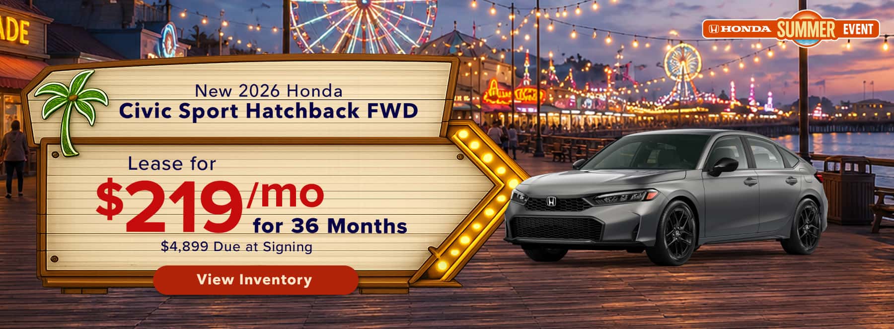 Lease a 2026 Honda Civic Sport Sedan FWD for $219/mo in Columbia, SC