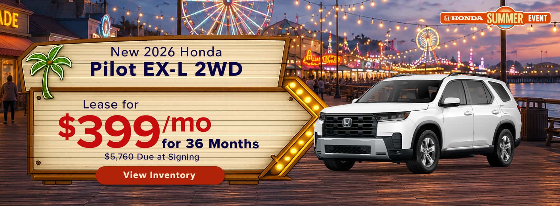 Lease a 2026 Honda Pilot EX‑L 2WD for $399/mo in Columbia, SC
