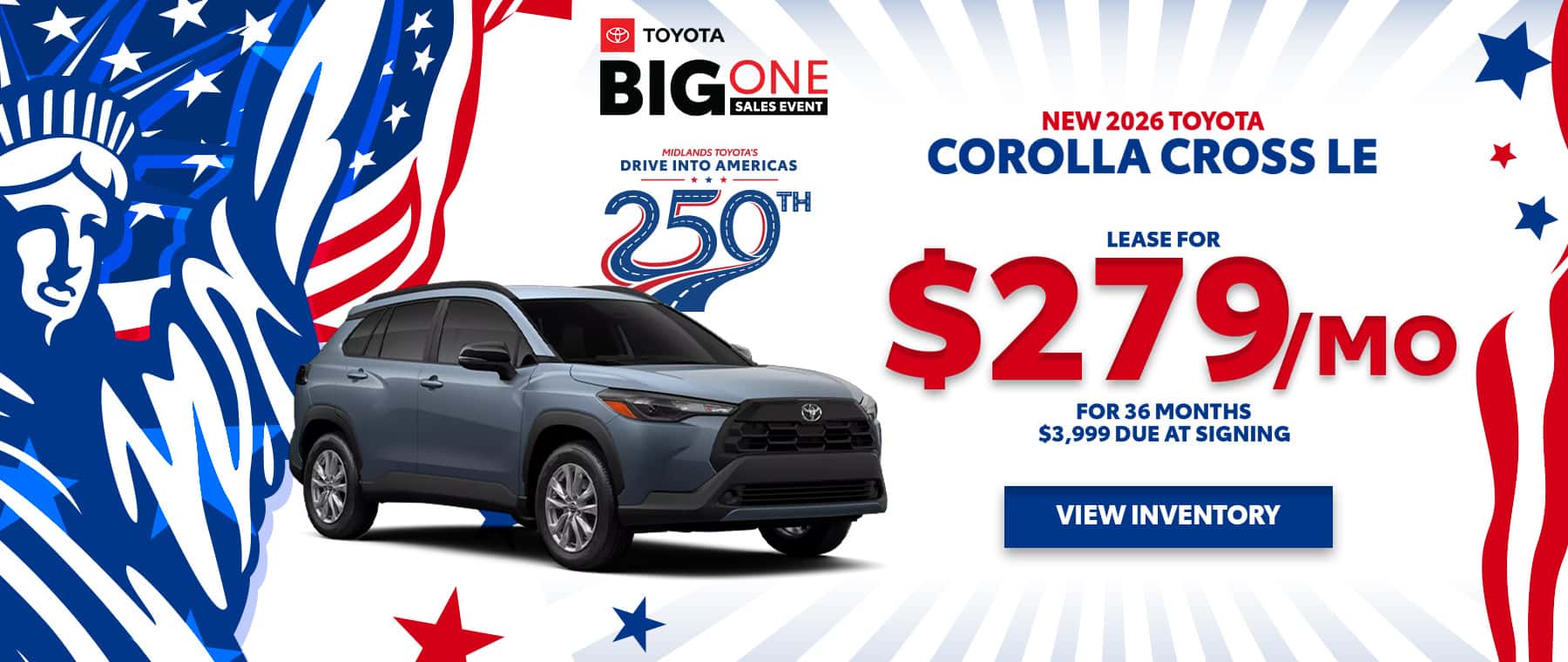 2026 Toyota Corolla Cross LE – $279/mo lease – Columbia, SC