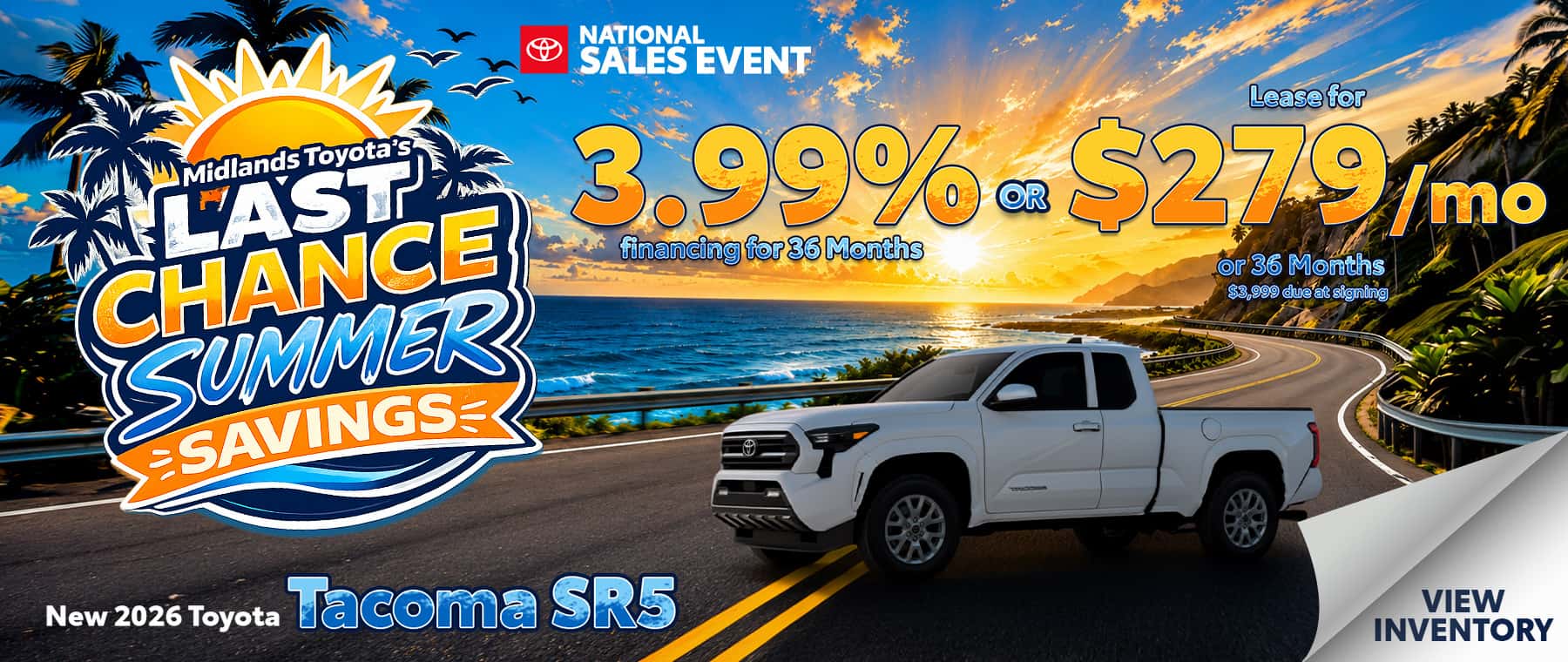 2026 Toyota Tacoma SR5 – 3.99% APR or $279/mo lease – Columbia, SC