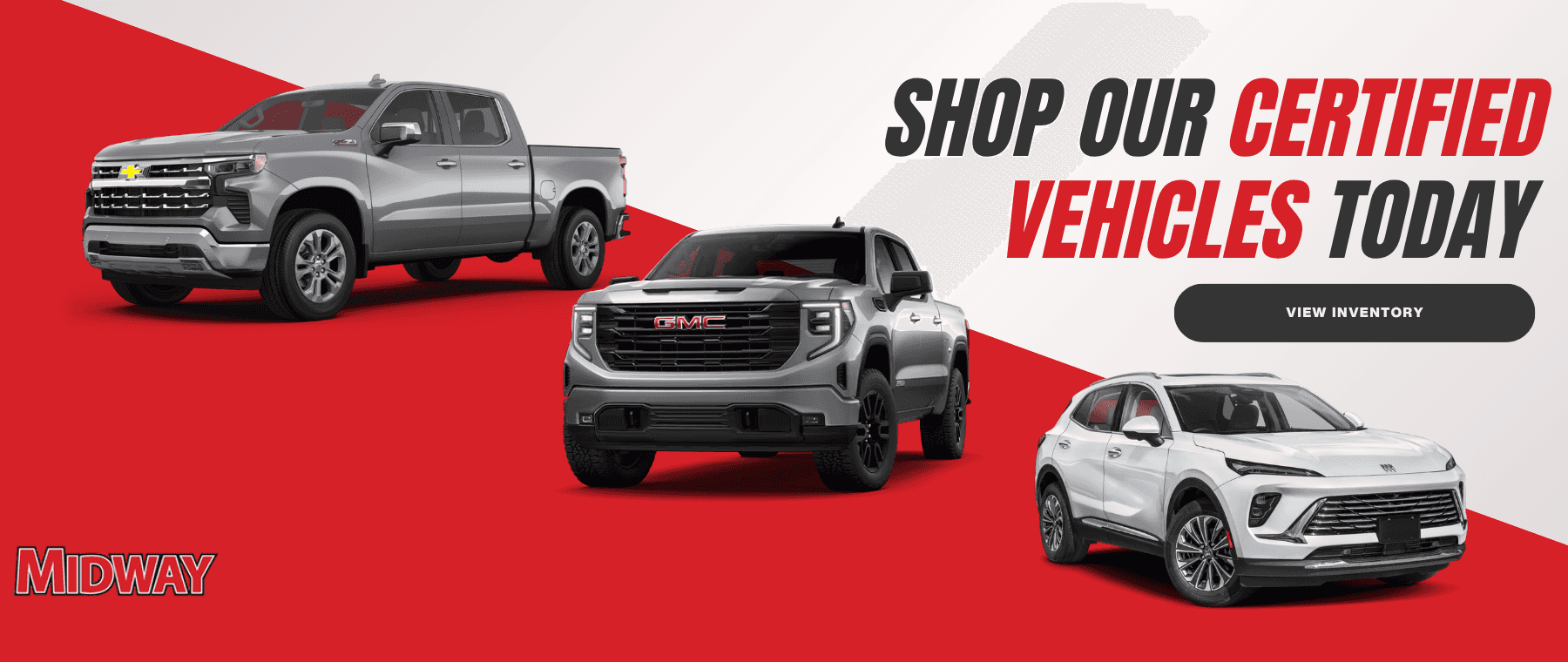 Certified vehicles at Midway Chevy Buick GMC in Kearney, NE.