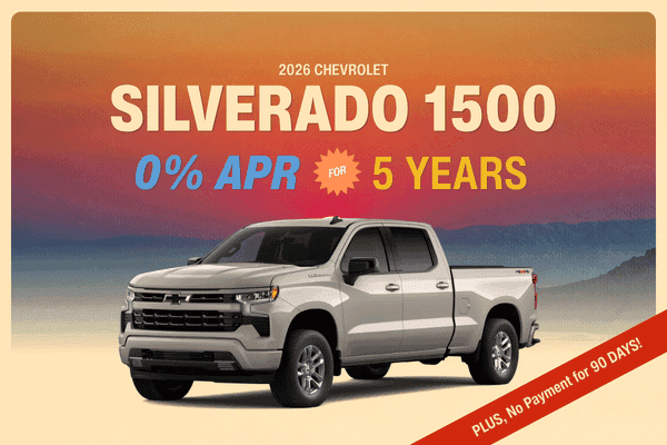 2026 Chevrolet Silverado 1500 zero percent APR financing offer at Midway Chevrolet
