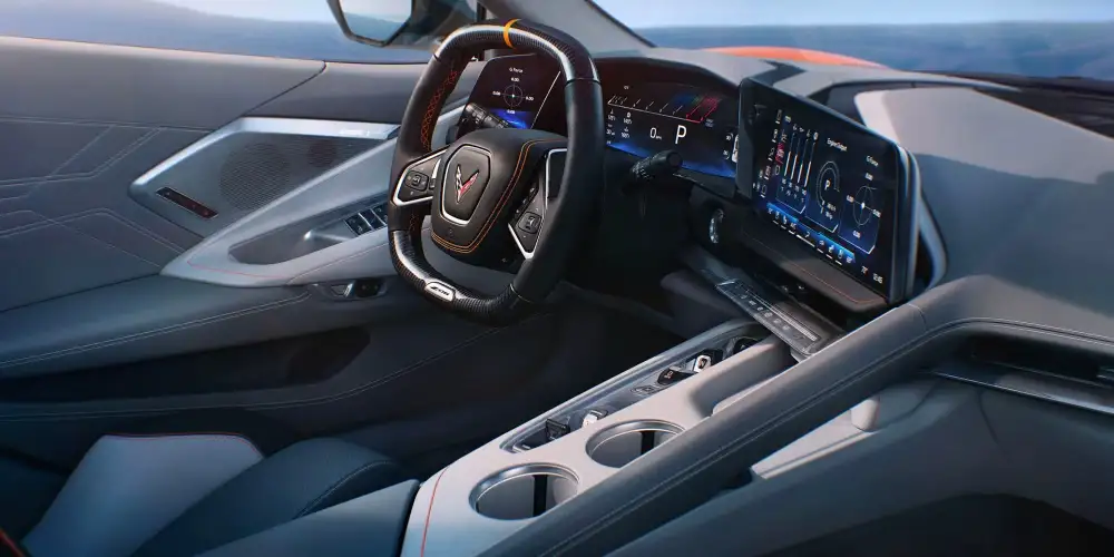 2026 Chevrolet Corvette Z06 interior with redesigned three-screen cockpit