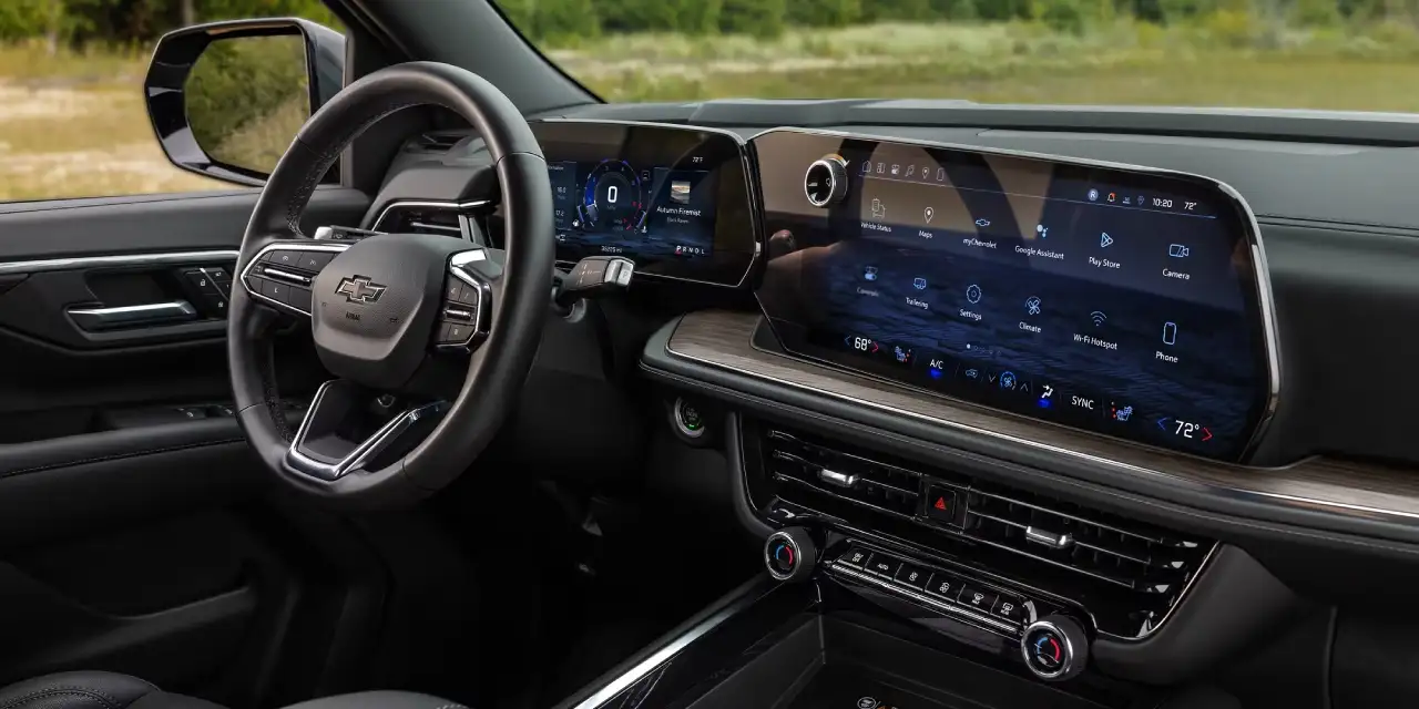 2026 Chevrolet Suburban interior with 17.7-inch touchscreen and three spacious rows