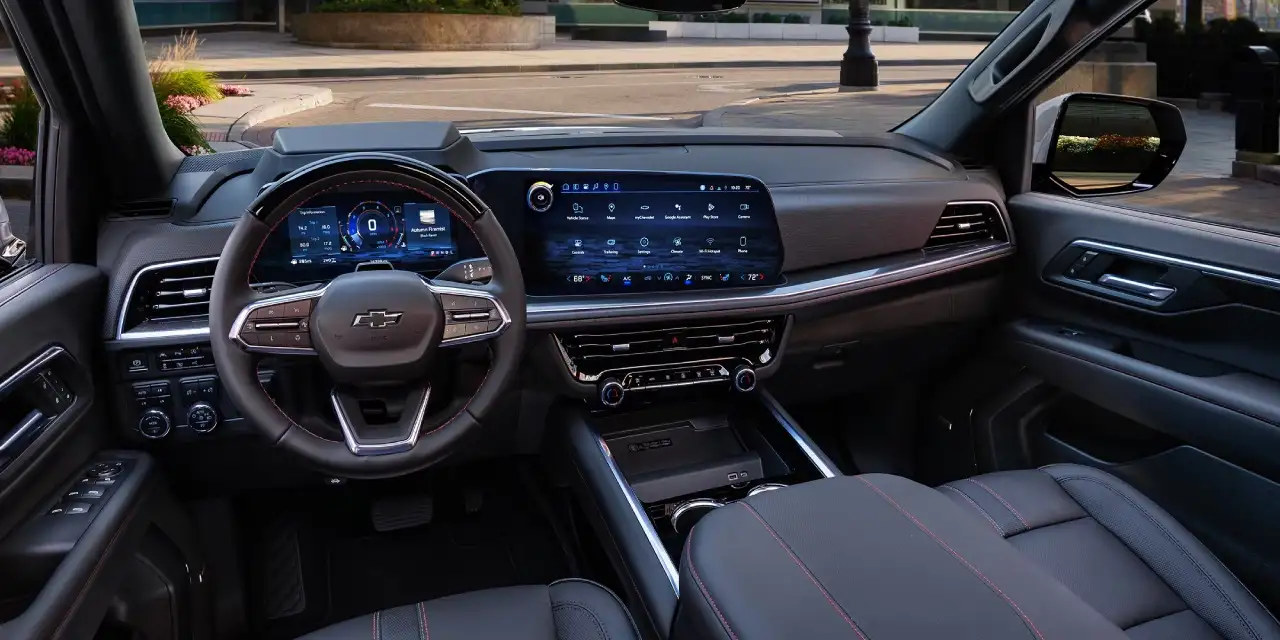 2026 Chevrolet Tahoe interior with 17.7-inch touchscreen and three rows