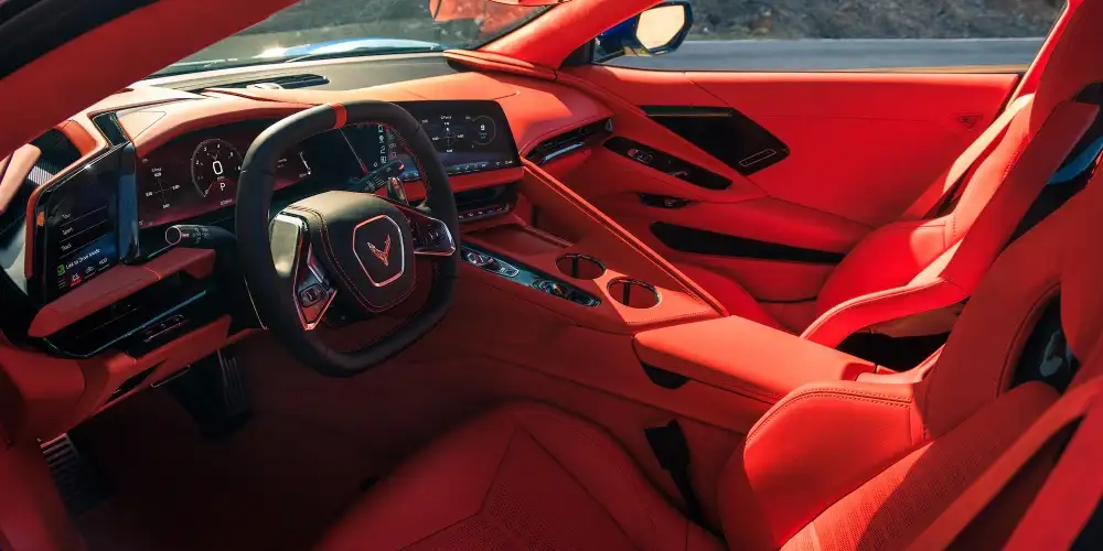 2027 Chevrolet Corvette Grand Sport Launch Edition interior in Santorini Blue