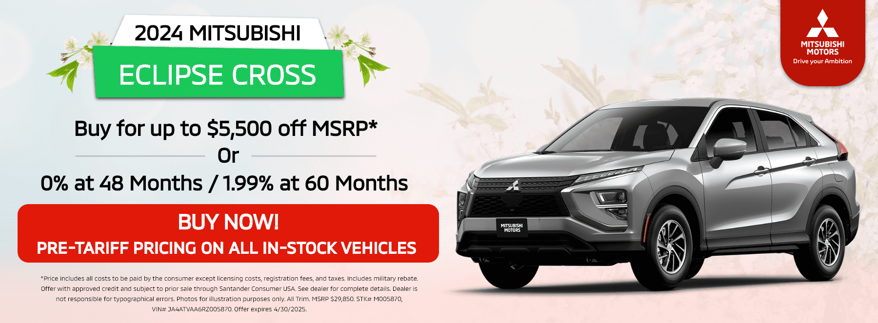 Milford-Mitsubishi-REVISED-APRIL-Leases-1800×663–Banners-April-2025-2024-Mitsubishi-Eclipse-Cross