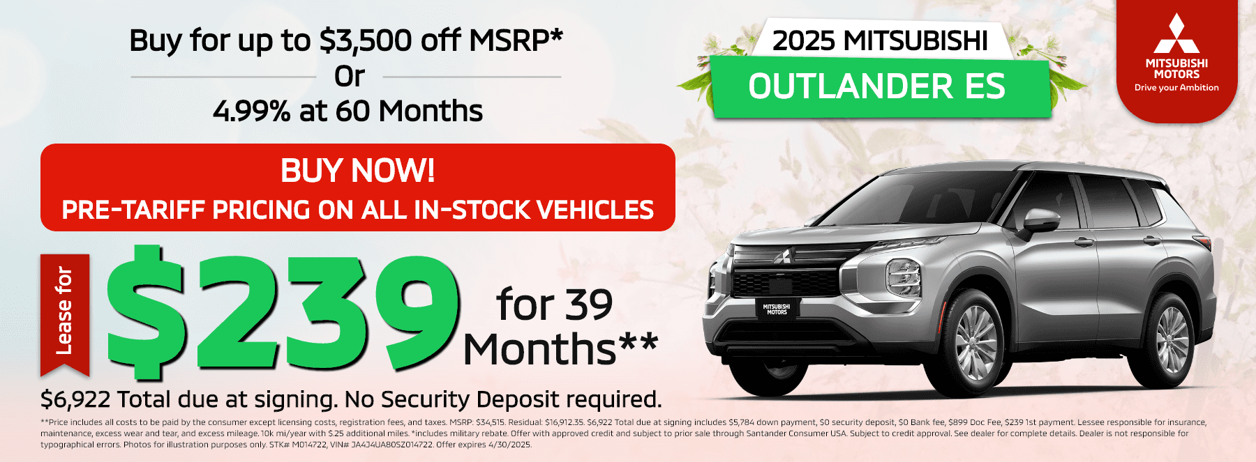Milford-Mitsubishi-REVISED-APRIL-Leases-1800×663–Banners-April-2025-Mitsubishi-Outlander-ES