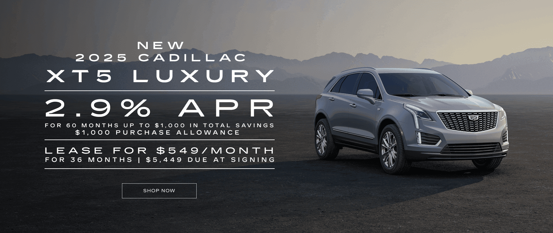 New 2025 Cadillac XT5 Luxury  2.9% APR for 60 months Up to $1000 in total savings  $1000 Purchase Allowance LEASE FOR $549 PER MONTH FOR 36 MONTHS | $5,449 DUE AT SIGNING