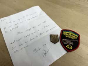 piece of handwriting with a patch