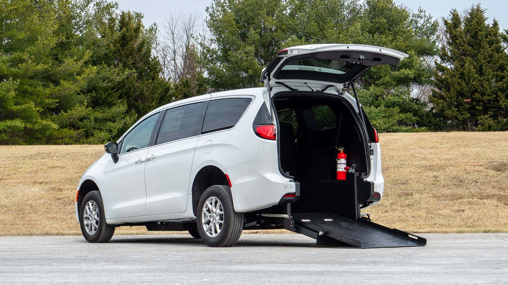 white accessible van parked open