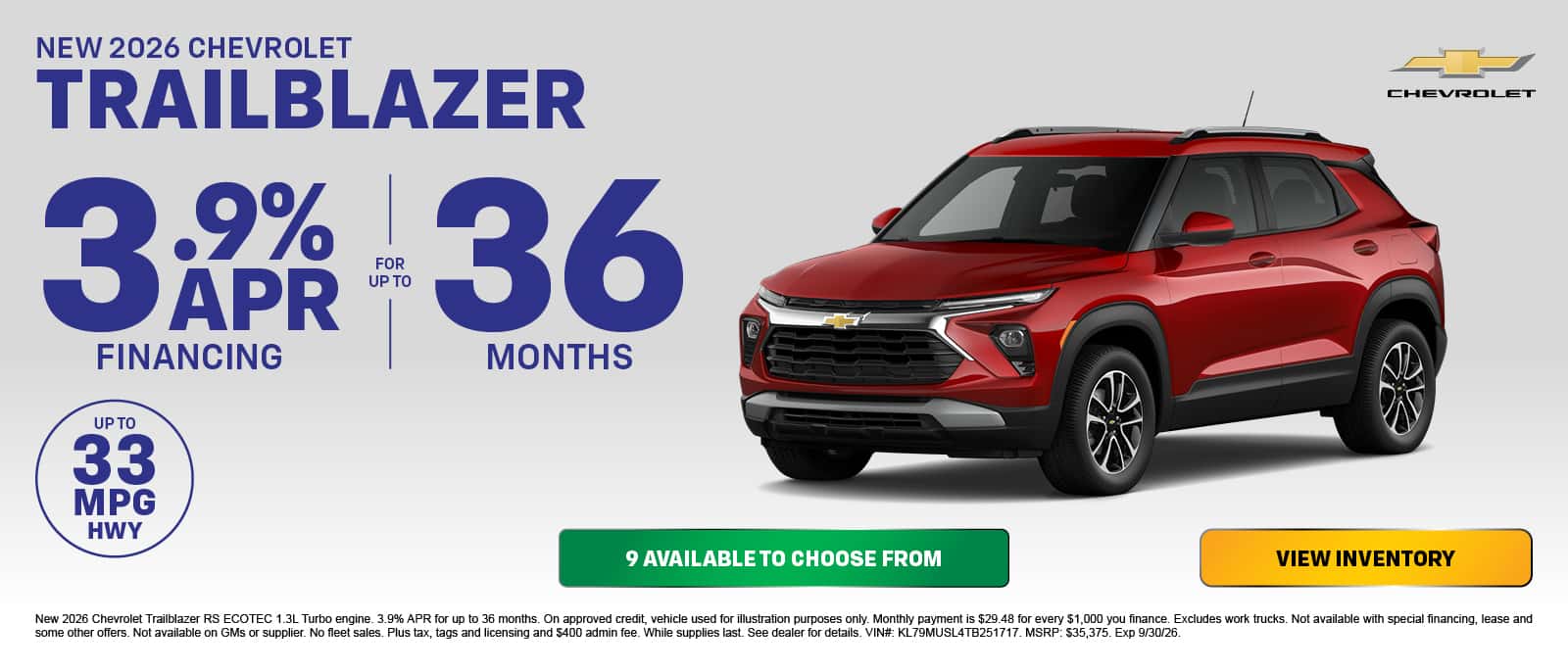 New 2026 Chevrolet Trailblazer