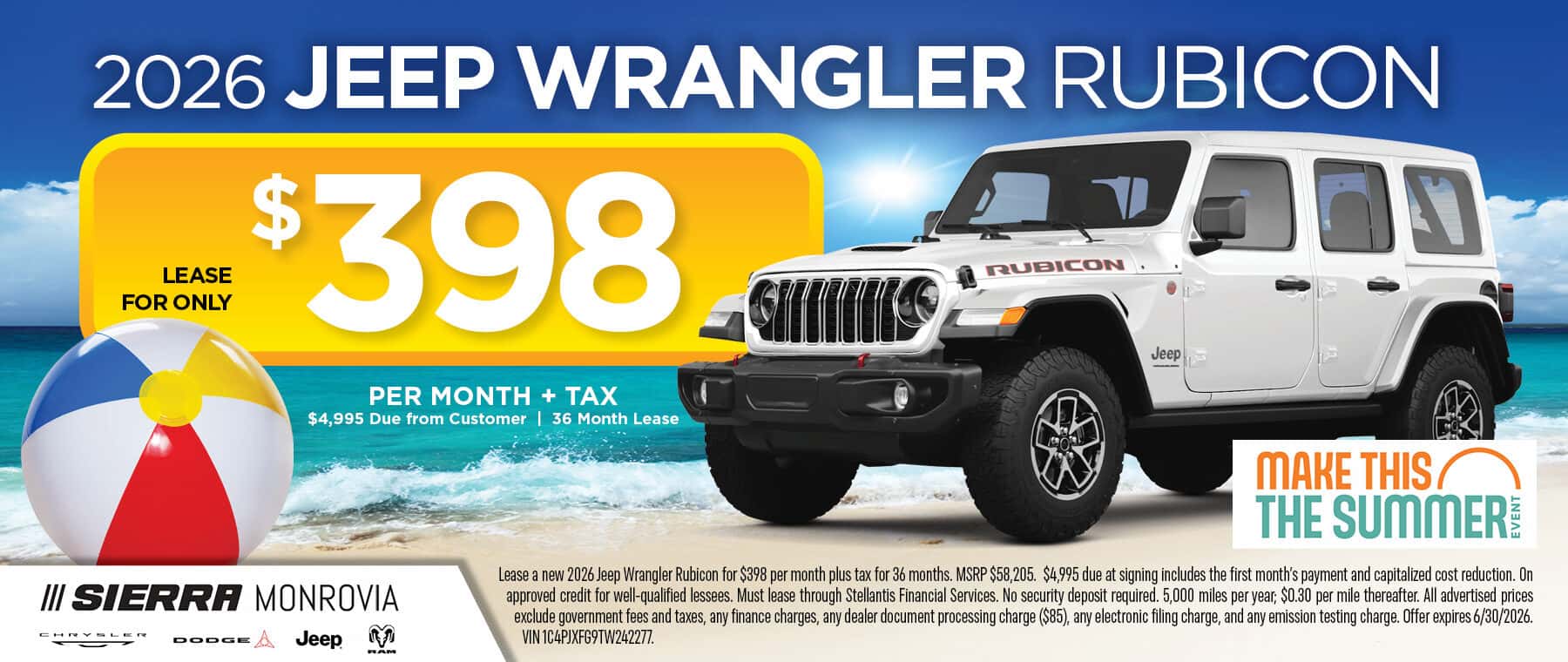 2026 Jeep Wrangler Rubicon June Lease Special