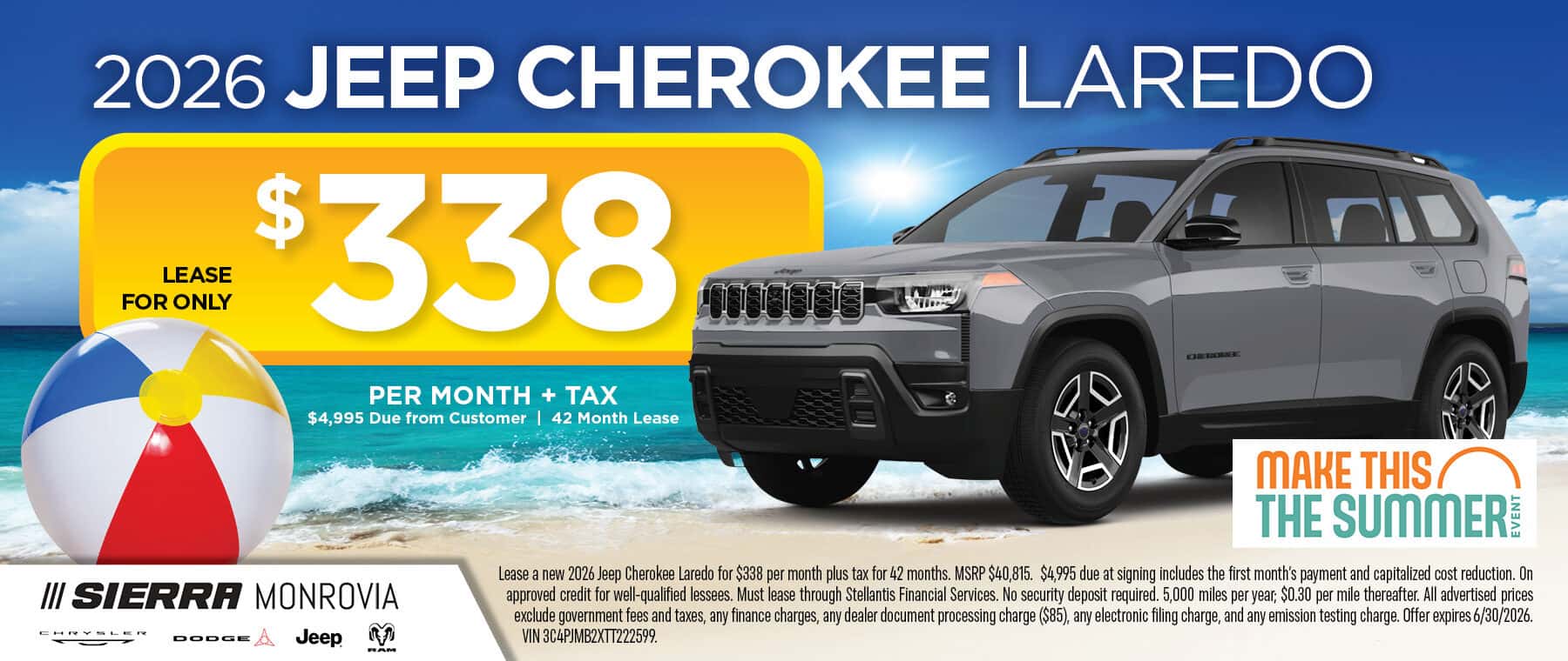 2026 Jeep Cherokee Laredo June Lease Special