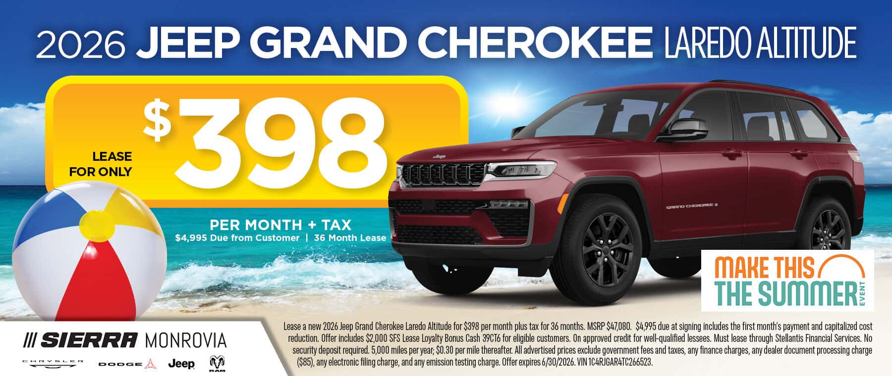 2026 Jeep Grand Cherokee Laredo Altitude June Lease Special