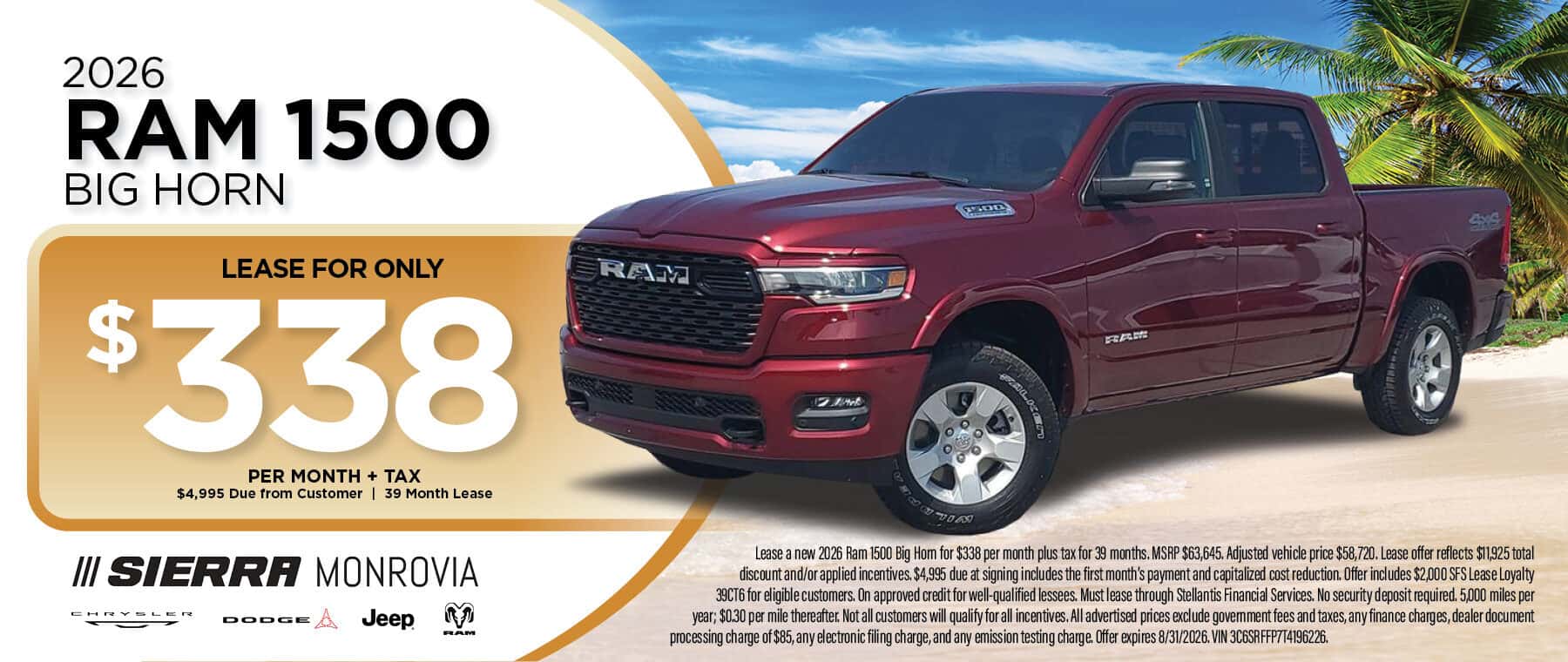 2026 Ram 1500 Big Horn August Lease Special