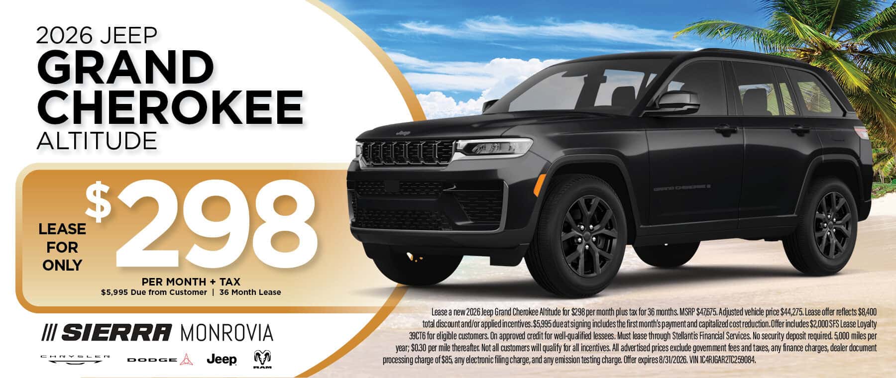 2026 Jeep Grand Cherokee Altitude August Lease Special