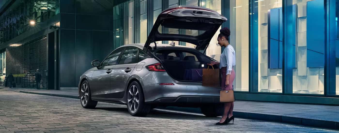 2026 Honda Civic Hatchback with rear hatch open