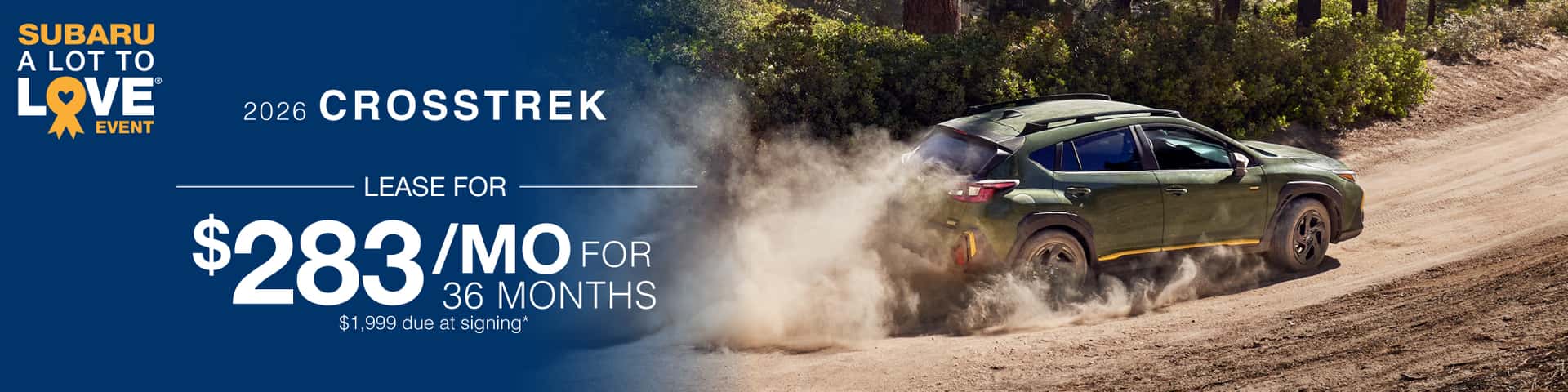 2026 Subaru Crosstrek: Lease for $283/month for 36 months*