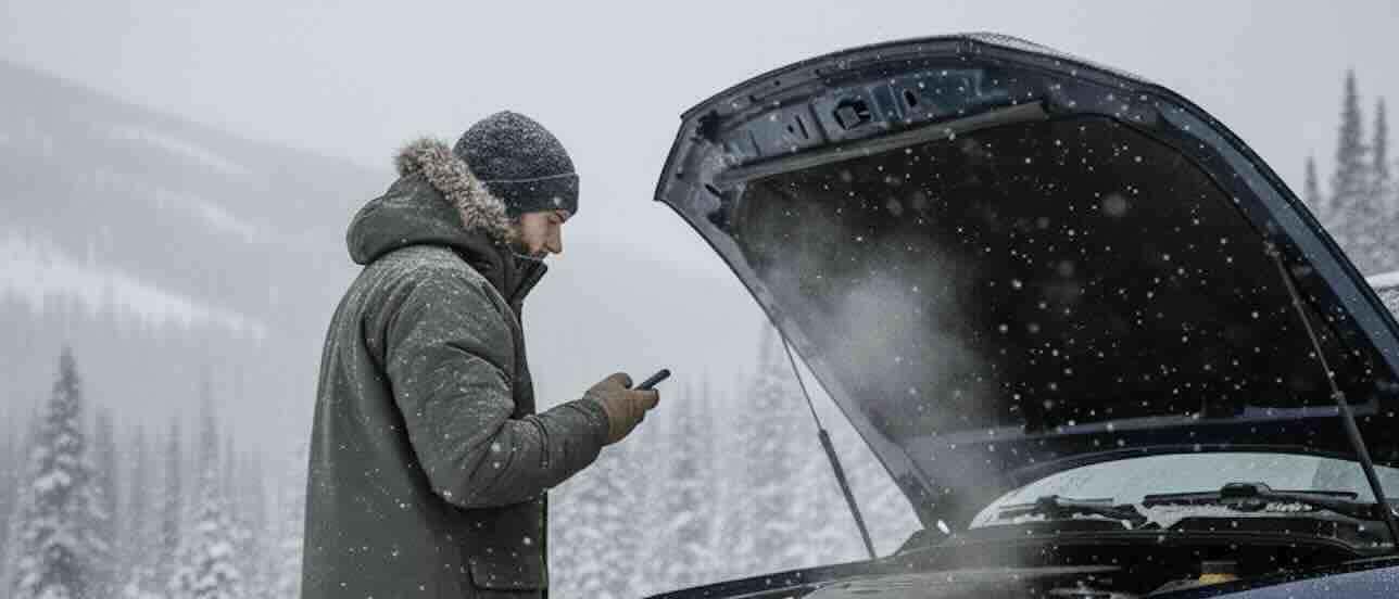 Man stranded and calling for help with his dead battery